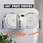 Retractable Garden Hose Reel, 1/2 in 100+6 ft, Heavy Duty Wall Mounted Water Hose Reel, Spring Power Automatic Rewind, Any Length Lock, 180° Swivel Bracket, 10 Pattern Spray Nozzle