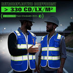 BeautyWill 5Pack Custom Logo Safety Vest 8 Pockets Class2 ANSI Certified High Visibility Reflective Vest for Men - Personalized Logo Heavy-Duty Work Vest（Blue，M）