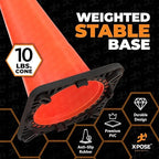 Xpose Safety 28 Inch Orange Traffic Cones Heavy Duty 10lb 6" & 4" Collar - Bulk Half Pallet 125 Pack - Multipurpose PVC Plastic Safety Cone Parking, Soccer, Caution & Construction - DOT Approved