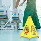 6 Pcs Pop up Wet Floor Sign with Storage Tube 20 Inch Wet Safety Signs Commercial Caution Safety Cone Pop up Caution Sign for Commercial Stores Grocery Restaurant Restroom Office Use