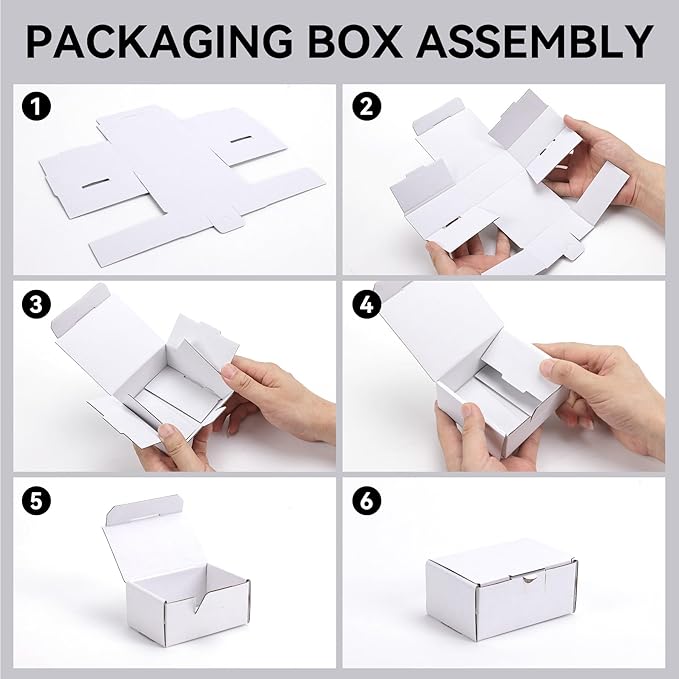 Small Shipping Boxes 3.5x3.3x1.6 Inches, 50-Pack White Corrugated Cardboard Gift Boxes for Mailing, Packaging & Storage