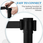 Geelin 6 Pack 6.6ft Heavy Duty Crowd Control Stanchions Stainless Steel Stanchion Set with Safety Barrier Post with Retractable Belt and Sign Holder Crowd Control Barrier