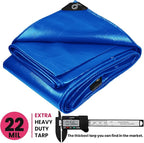 PROTARP Extreme Heavy Duty 22 Mil Tarp Cover, Waterproof, UV Resistant, Rip and Tear Proof, Poly Tarpaulin with Reinforced Edges for Roof, Camping, Patio, Pool, Boat. (Blue 24′ X 30′)