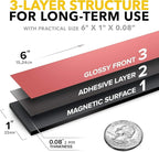 Magnetic Strips with Adhesive Backing - Magnetic Tape for Crafts - Tool and Knife Magnet Strips for Kitchen, Garage and Garden - Adhesive Magnetic Tool Holder Strip for Wall (6 Pieces, 6" x 1")