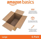 Amazon Basics Cardboard Moving Boxes - 6-Pack, Large, 20" x 20" x 15", Brown