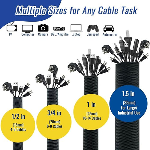 1" - 6.6FT Chew Proof Cord Protector from Pets, Black Heavy Duty Dog & Cat Cable Sleeve Cover - Flexible Split Sleeve for Home, Office, Automotive Wires