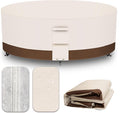 Heavy Duty Patio Furniture Covers Waterproof, 600D Round Outdoor Furniture Cover Waterproof for Sectional Sofa Couch, Outdoor Dining Table and Chair Set Covers 84"DIA x 28"H, Beige Brown