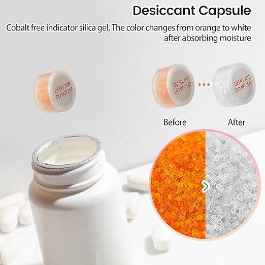 1 Gram 250 Packs Silica Gel Desiccant Canister,Orange to White Indicating Desiccants Capsules, Moisture Absorbers for Food Storage, Food Grade Desiccant Dehumidifiers