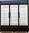 71” Wide Commercial Beverage Refrigerator Display Fridge, Three Glass Door Stainless Steel Merchandiser Drink Cooler With LED Light Adjustable Shelves,ETL Sanitation,63.5 Cu Ft,Black,(Wheels Included)