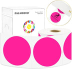 3 X 3 Inch Round Thermal Labels Circle Color Coding Labels Printable Waterproof 500PCS Round Stickers Adhesive Writable for Office, Garage, DIY Sticker, Barcodes, Name Tag, Fluorescent Pink