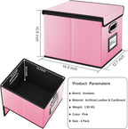 Huolewa Portable Leather File Organizer Boxes with Lids, Office Document Boxes Organizer, Filing Boxes, Decorative Small File Boxes for Hanging Files, File Cabinet for Office/Home - 4 Pack