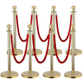 8pcs Gold Stanchions Post with 6pcs 5 ft Red Velvet Rope, Red Carpet Ropes and Poles, Crowd Control Barriers Decorations for Red Carpet, Parties, Wedding, Exhibitions,Theaters,Clubs