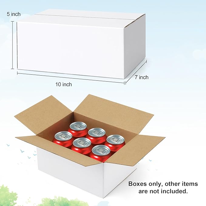 Famagic 10 Pack 10x7x5 Inch Small Shipping Boxes White Corrugated Cardboard Boxes Mailer for Small Business, Mailing Boxes for Packaging Bulk