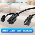 K KASONIC - 50 Feet Outdoor Extension Cord, ETL Listed, SJTW 16AWG/13A 3 Prong Power Cord Extension for Home or Office Use, Black