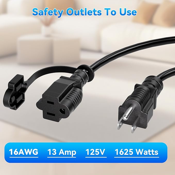 Kasonic 25 Feet Outdoor Extension Cord, ETL Listed, SJTW 16AWG/13A 3 Prong Power Cord Extension for Home or Office Use, Black