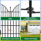 Decorative Metal Garden Fence 10 Panels, 32in (H) x 23.6ft (L) No Dig Dog Fence Outdoor for Yard, Temporary Rustproof Metal Wire Rabbit Dog Garden Border Fencing for Patio