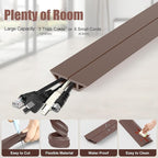 Eapele 10 ft Floor Cord Cover Heavy Duty Cable Protector, Cord Covers for Wires on Floor, Floor Cable Cover Easy to Unroll Prevent Trip Hazard for Home Office or Outdoor Settings (Brown - 2pcs)