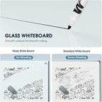 MaxGear Glass White Board 36x24 Inches, Wall Mounted Magnetic Glass Dry Erase Board, Large Frameless Whiteboard with 1 Eraser,3 Markers and 6 Magnets for Office, School, Home