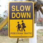 Joffreg Slow Down Pedestrian Traffic Sign,17 x12 Inches,Reflective Aluminum,UV Printed,Weather Resistant,Waterproof,Durable Ink,Easy to Mount,Outdoor Use(2 Pack)