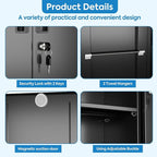 71" H Broom Closet Storage Cabinet with Wheels and Pegboard,Metal Garage Storage Cabinet with Lockable and Magnetic Doors,Adjustable Shelves for Garage Home Office,Required Assembly,Black