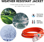 EP 30 Ft Lighted Outdoor Extension Cord - 10/3 SJTW Heavy Duty Orange Extension Cable with 3 Prong Grounded Plug for Safety, UL Listed