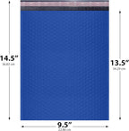 Royal Blue Large Poly Bubble Mailers 9.5x14.5 inch #4 | Self Seal Padded Envelopes Cushioned Bubble Mailer | Usable Size 9.5x13.5 | WaterProof | Lightweight mailing Shipping Bags | 200 Pack Bulk