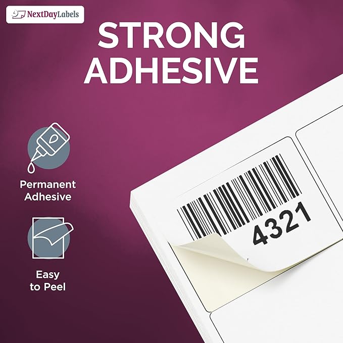 NextDayLabels – 2"-11/16 x 2 Rectangular Sticker Labels for Printer - White Laser/Inkjet Printer Labels Return Address Labels Shipping Label Stickers (250 Sheets, 15 Per Sheet, 37500 Labels)