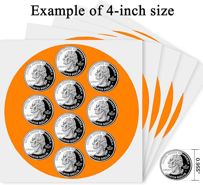 4 Inch Large Orange Circle Thermal Labels, Self-Adhesive Round Inventory Stickers, Multi-Purpose Round Roll Thermal Printing Stickers for Business and Domestic Use-300 Labels/Roll