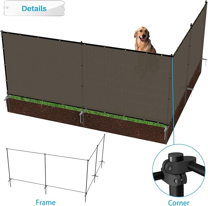 Patio 6' x 128' Outdoor Privacy Screen Freestanding Temporary Fence Panels Net Cover with Metal Poles for Outside Backyard Pool Garden Air Conditioner Fencing, Brown