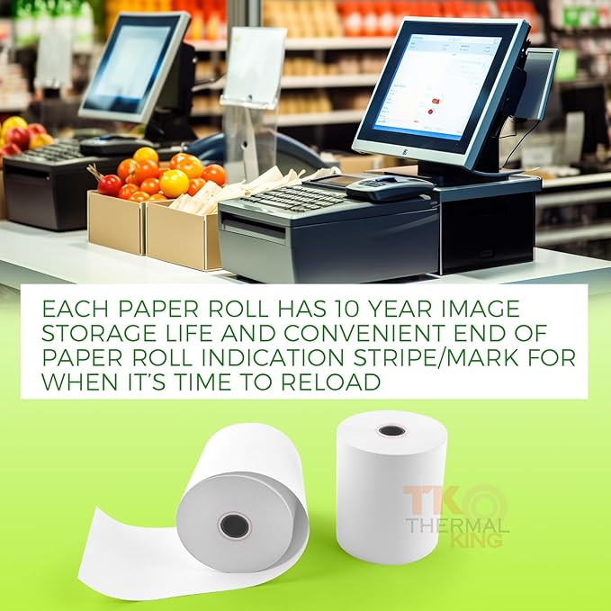 (50 Rolls) 3 1/8" x 230' Thermal Paper, POS Receipt Paper for Retail Business Cash Register, Fits Most Credit Card Terminal Point Of Sale