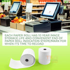 (100 Rolls) 3 1/8" x 230' Thermal Paper, POS Receipt Paper for Retail Business Cash Register, Fits Most Credit Card Terminal Point Of Sale