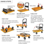 WUD Push Cart, Folding Mobile Platform Trolley,Thickened and Reinforced, 360° Swivel Wheels,28.3 “L x 18.9 ”W, 440 lb. Grey Dolly cart with Wheels