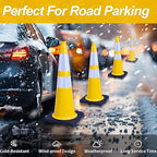 BESEA 8Pack 36” inch Traffic Cones Yellow Road Parking Cones Construction Safety Cone Structurally Stable for Traffic Control(Blue Color)