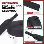 Heat Shrink Fabric Tubing Braided Sleeving 2:1 - Abrasion Protection Flexibility Wiring Harness Cable Sheath (3/8" ID, 30ft)