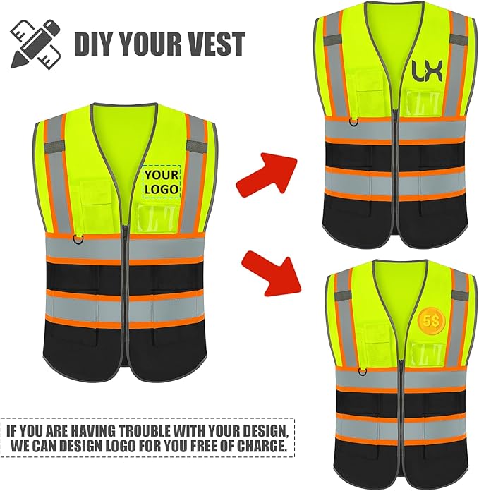 BeautyWill Custom Logo Safety Vest Class2 High Visibility Reflective Vest Breathable Construction Vest