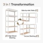 HOMEDANT House 5 Tier Laminated Metal Shelving Unit Adjustable Storage Utility Rack Heavy Duty Shelves Organization Multipurpose Shelf Kitchen Garage Pantry Closet (2, (M) 36.2" W, White)