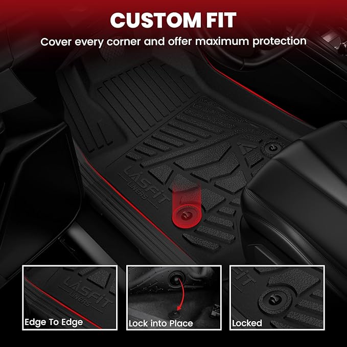 LASFIT Floor Mats for Hyundai Santa Cruz 2026 2025 2024 2023 2022, Custom Fit TPE All Weather Floor Liners 1st & 2nd Row Car Mats Accessoires for Hyundai Santa Cruz 2022-2026, Black
