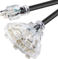 1FT 12/3 Extension Cord Heavy Duty Black 3-Outlet Indoor/Outdoor SJTW Lighted 12-Gauge Grounded Power Cable,12AWG 15 Amp, 1875 Watts，UL Listed，Safety