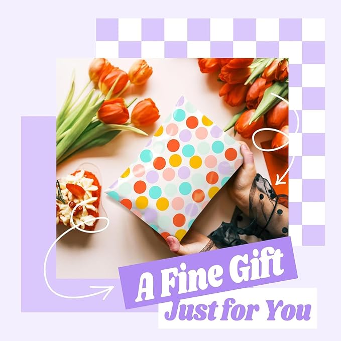 Metronic Cute Poly Mailers 6x9" 1200Pcs, Colorful Polka Dots Shipping Bags for Clothes, Self Adhesive Shipping Envelopes Waterproof Mailers Poly Bags Packaging Mailing Bags for Small Business