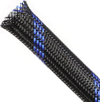 Braided Cable Sleeving, PET Expandable Braided Cable Sleeve, Flexible Mesh Sleeving Cord Management for Audio Video and Other Home Device, Cord Protector from Pets (Black Blue, 13/16" x 25ft)