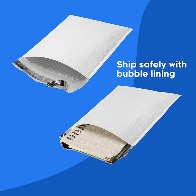 The Boxery 10.5x16''|#5 Poly Bubble Mailers- 100 Pack, Padded Envelopes, Self Seal, Waterproof Shipping Bags, Padded Mailers for Shipping & Packaging