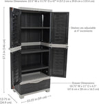 Sunnydaze Lockable Storage Cabinet - Indoor or Garage Storage Cabinet with 3 Adjustable Shelves - 57.5" H - Garage, Office, Home, Laundry Room - Charcoal