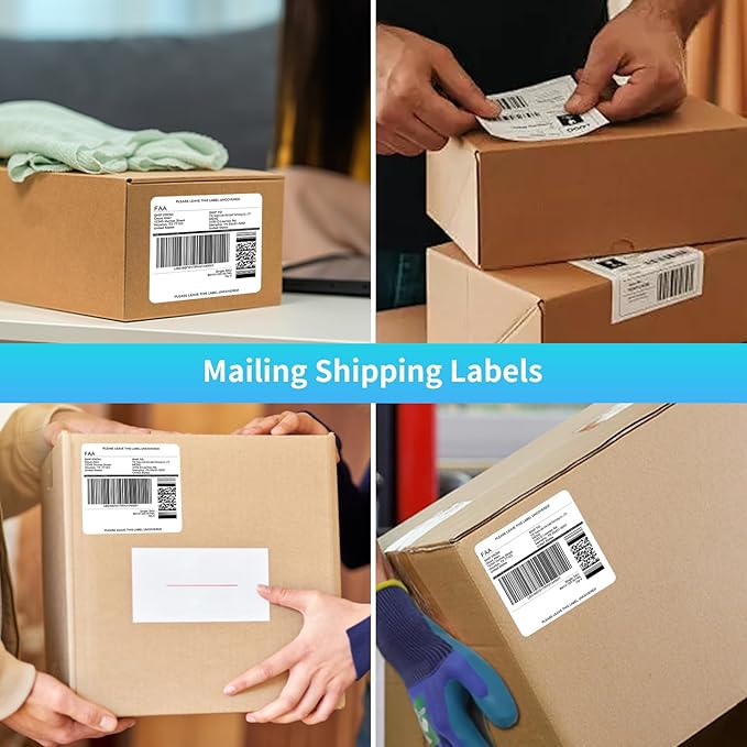 FungLam Printable Sticker Paper, 3-1/3" x 4" Shipping Address Labels 600 Blank Mailing Labels for Laser & Inkjet Printers, 6 per Page Label Stickers, 100 Sheets