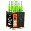 Xpose Safety 36" Lime Traffic Cones 6" & 4" Reflective Collar - Bulk Half Pallet 125 Pack - Premium PVC Safety Cone for Parking, Caution, Construction, Road Crews, Emergency Vehicle - DOT Approved