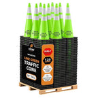 Xpose Safety 36" Lime Traffic Cones 6" & 4" Reflective Collar - Bulk Half Pallet 125 Pack - Premium PVC Safety Cone for Parking, Caution, Construction, Road Crews, Emergency Vehicle - DOT Approved