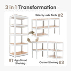 HOMEDANT House 24.4" W 5 Tier Heavy Duty Garage Shelving Adjustable Metal Rack Storage Shelves Standing Shelf Unit Organizers Pantry Closet Office White 4Pack