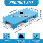 2 Pcs Plastic Pallet for Basement Storage Easy Stack Lightweight Floor Pallet Display Flooring Room Supermarket Christmas, Support up to 2000 Lbs (40'' L X 20'' W X 5.5'' H,Blue)