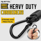 Bungee Cords with Hooks, Upgrade 60 inch Adjustable Bungee Cords with Carabiner Hooks, Easy to Adjust from 7'' to 60'' Elasticity UV-Resistance Bungee Straps Heavy Duty for Bike, Cargo, Tent, 12 Pack