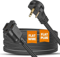 Flat Extension Cord 10 ft for Indoor Use by Bindmaster- UL-Listed 3-Prong Power Cord- Space-Saving Flat Angled Extension Cord- Grounded Outlet Extension Wire- Black 3 Pack