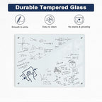 Magnetic Glass Whiteboard, 8' x 4' Glass Dry Erase Board for Wall, 96" x 48" Large Frameless White Board with 1 Marker Tray and 10 Magnets for Office, Home, Classroom - Normal White